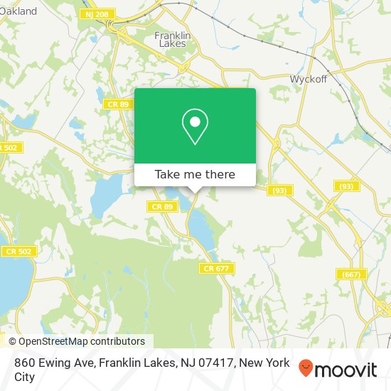 Mapa de 860 Ewing Ave, Franklin Lakes, NJ 07417