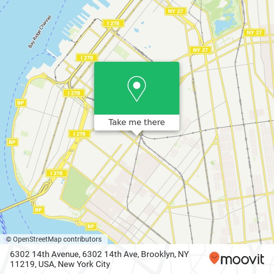 6302 14th Avenue, 6302 14th Ave, Brooklyn, NY 11219, USA map