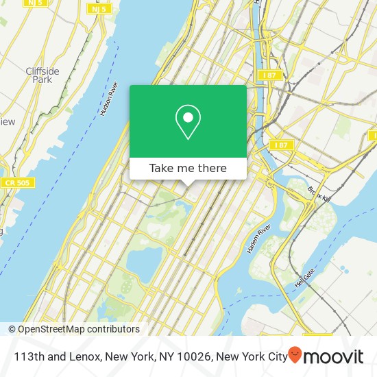 113th and Lenox, New York, NY 10026 map