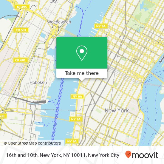 16th and 10th, New York, NY 10011 map