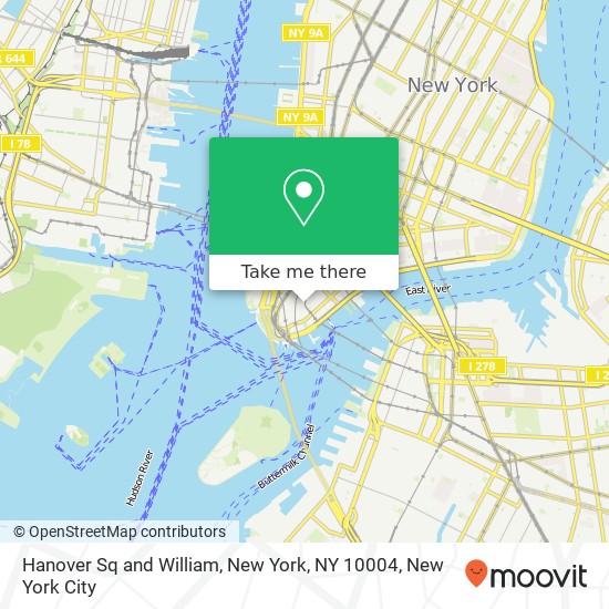 Mapa de Hanover Sq and William, New York, NY 10004