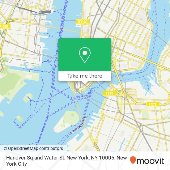 Mapa de Hanover Sq and Water St, New York, NY 10005