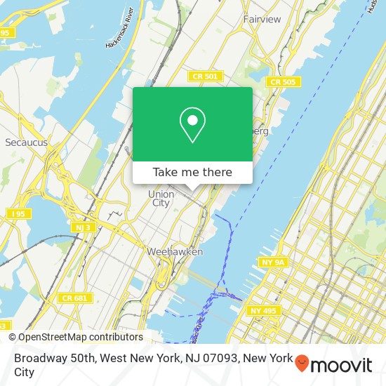 Mapa de Broadway 50th, West New York, NJ 07093