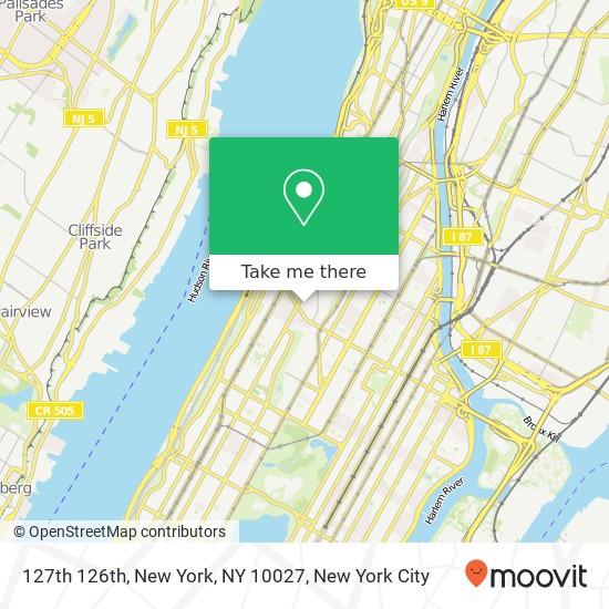 127th 126th, New York, NY 10027 map