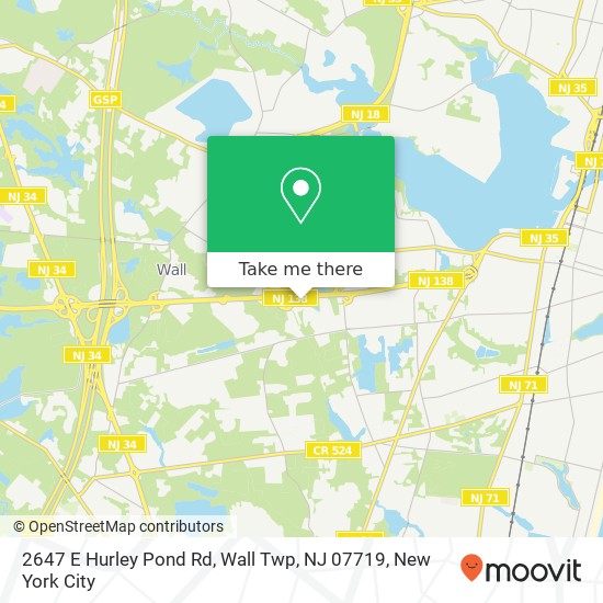 Mapa de 2647 E Hurley Pond Rd, Wall Twp, NJ 07719