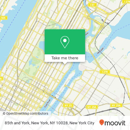 85th and York, New York, NY 10028 map