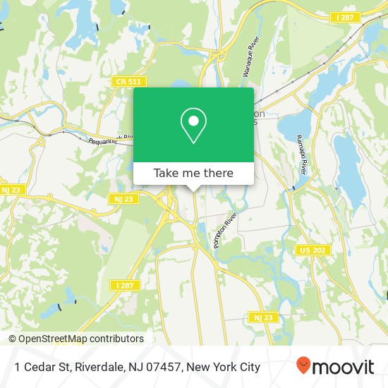 Mapa de 1 Cedar St, Riverdale, NJ 07457