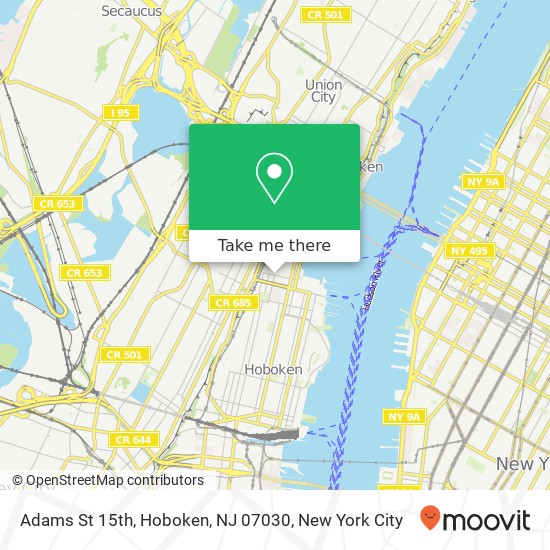 Mapa de Adams St 15th, Hoboken, NJ 07030