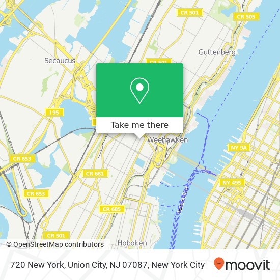 Mapa de 720 New York, Union City, NJ 07087