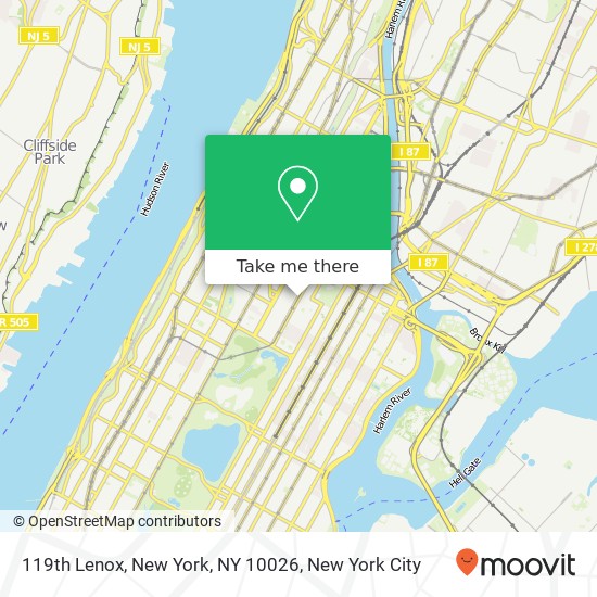 119th Lenox, New York, NY 10026 map