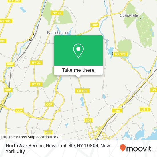 Mapa de North Ave Berrian, New Rochelle, NY 10804