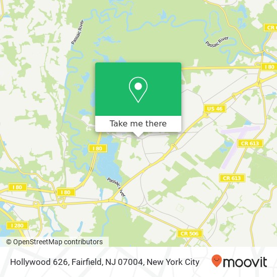 Mapa de Hollywood 626, Fairfield, NJ 07004