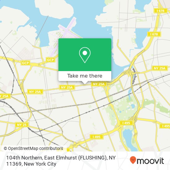 104th Northern, East Elmhurst (FLUSHING), NY 11369 map
