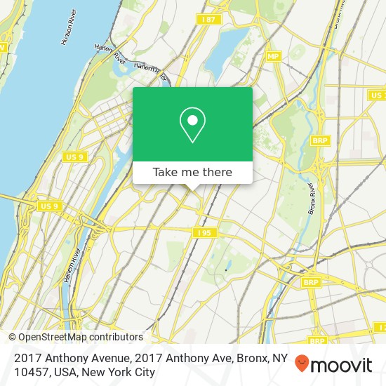 2017 Anthony Avenue, 2017 Anthony Ave, Bronx, NY 10457, USA map