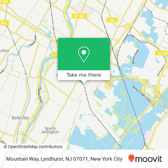 Mapa de Mountain Way, Lyndhurst, NJ 07071