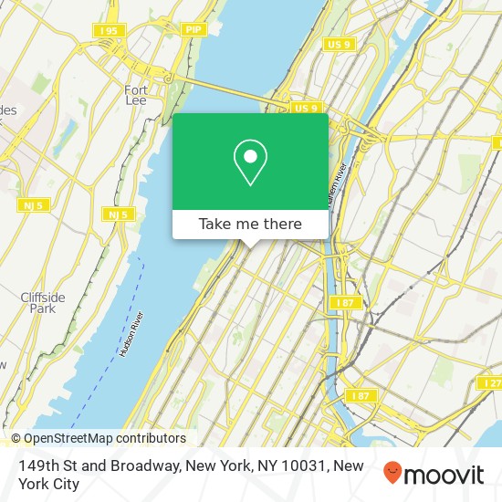 149th St and Broadway, New York, NY 10031 map