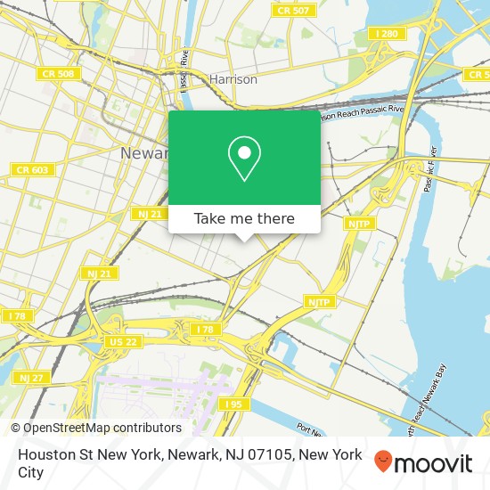 Houston St New York, Newark, NJ 07105 map