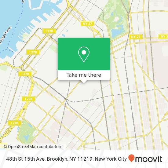 Mapa de 48th St 15th Ave, Brooklyn, NY 11219