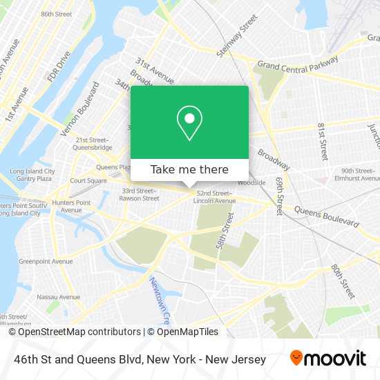 46th St and Queens Blvd map