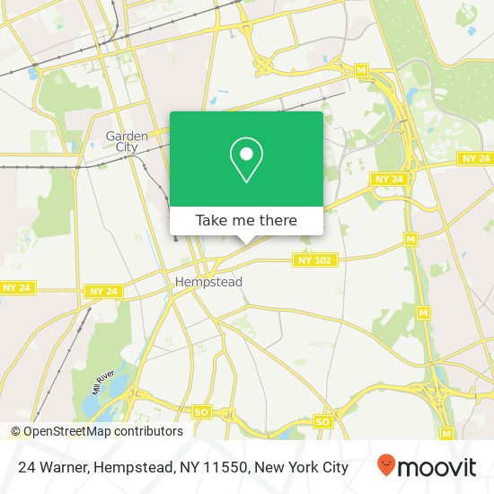 Mapa de 24 Warner, Hempstead, NY 11550