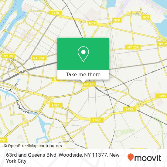 Mapa de 63rd and Queens Blvd, Woodside, NY 11377