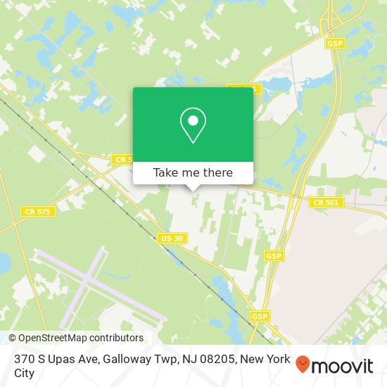 Mapa de 370 S Upas Ave, Galloway Twp, NJ 08205