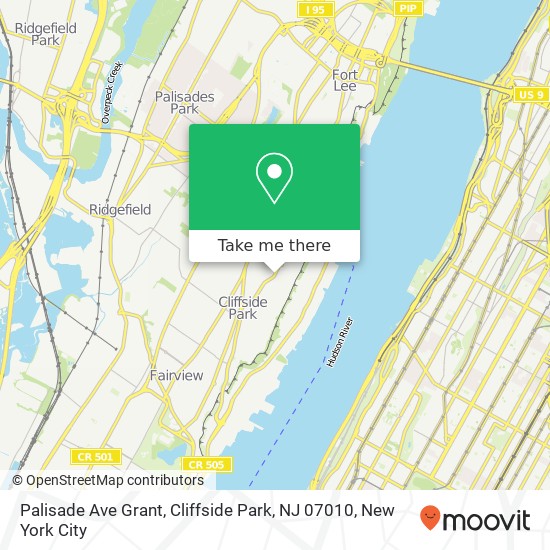 Mapa de Palisade Ave Grant, Cliffside Park, NJ 07010