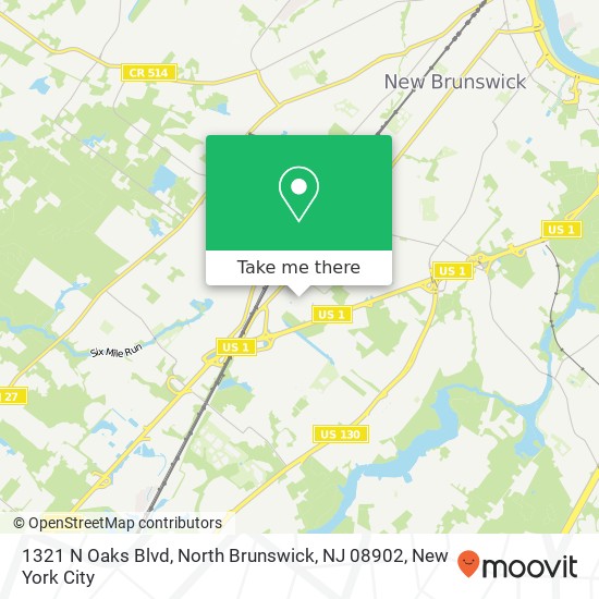 Mapa de 1321 N Oaks Blvd, North Brunswick, NJ 08902