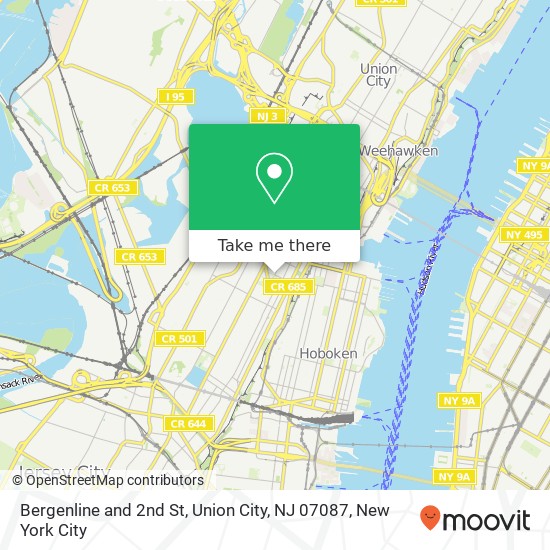 Mapa de Bergenline and 2nd St, Union City, NJ 07087