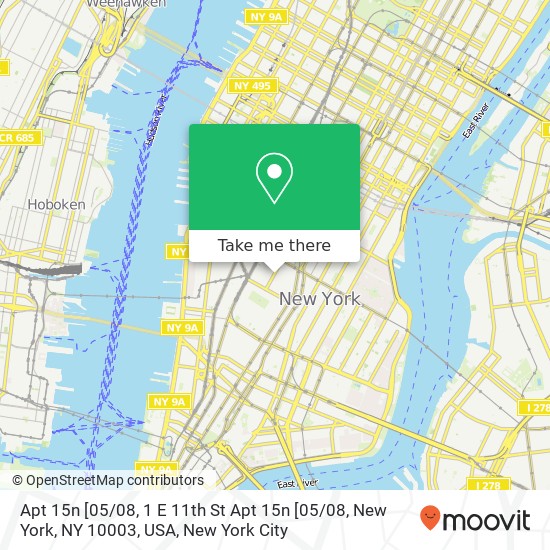 Mapa de Apt 15n [05 / 08, 1 E 11th St Apt 15n [05 / 08, New York, NY 10003, USA