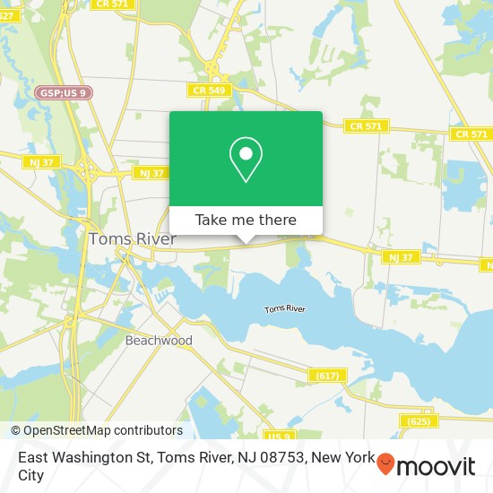 Mapa de East Washington St, Toms River, NJ 08753