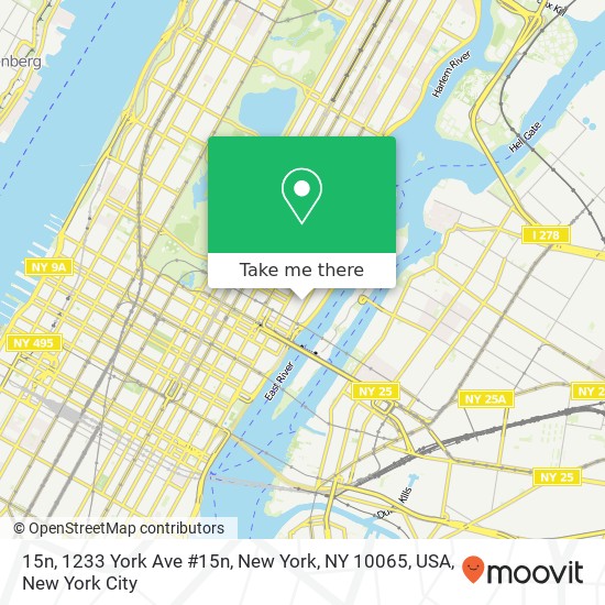 Mapa de 15n, 1233 York Ave #15n, New York, NY 10065, USA