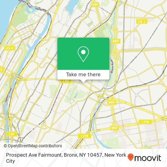 Mapa de Prospect Ave Fairmount, Bronx, NY 10457