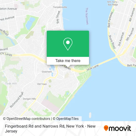 Fingerboard Rd and Narrows Rd map
