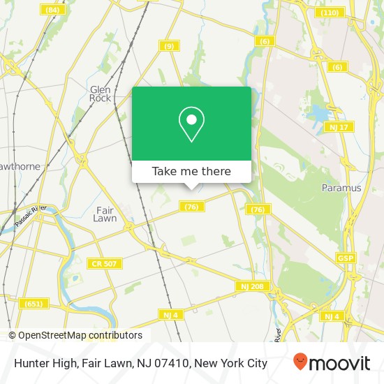 Mapa de Hunter High, Fair Lawn, NJ 07410