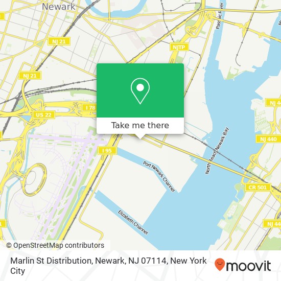 Mapa de Marlin St Distribution, Newark, NJ 07114