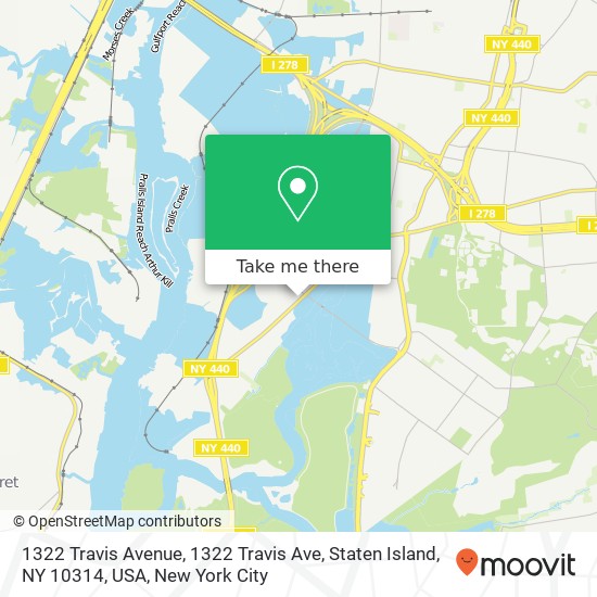 1322 Travis Avenue, 1322 Travis Ave, Staten Island, NY 10314, USA map