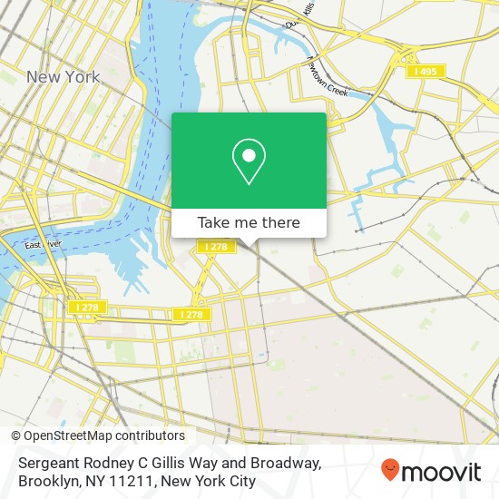 Sergeant Rodney C Gillis Way and Broadway, Brooklyn, NY 11211 map