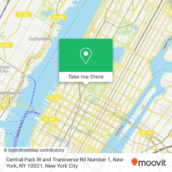 Central Park W and Transverse Rd Number 1, New York, NY 10021 map