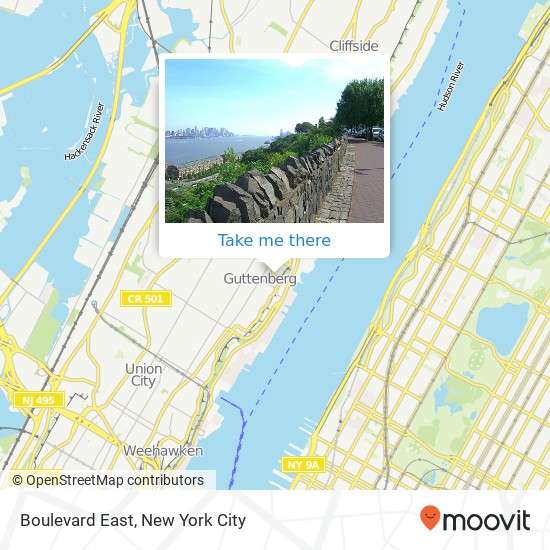 Mapa de Boulevard East, Boulevard E, Guttenberg, NJ, USA