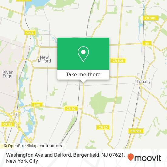 Washington Ave and Delford, Bergenfield, NJ 07621 map