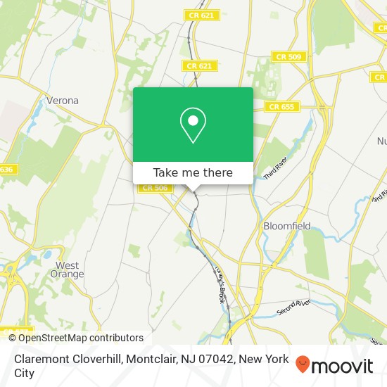 Mapa de Claremont Cloverhill, Montclair, NJ 07042