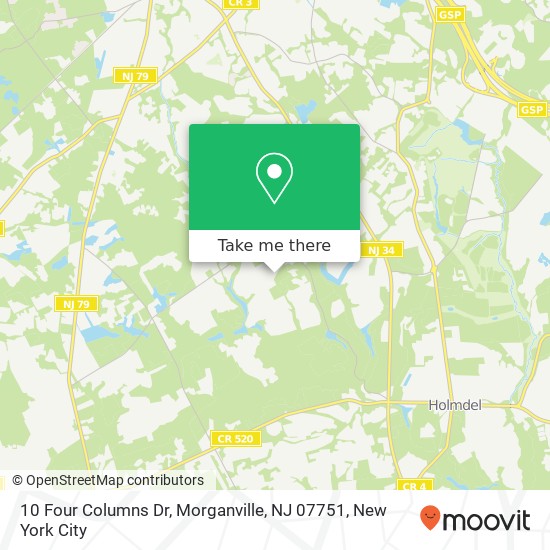 Mapa de 10 Four Columns Dr, Morganville, NJ 07751