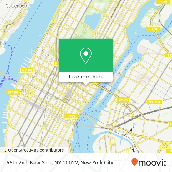 Mapa de 56th 2nd, New York, NY 10022