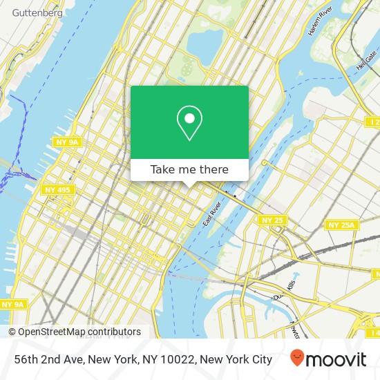 Mapa de 56th 2nd Ave, New York, NY 10022