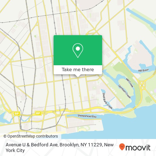 Avenue U & Bedford Ave, Brooklyn, NY 11229 map