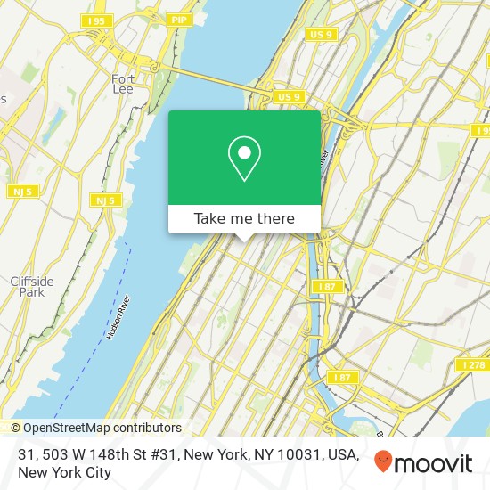 Mapa de 31, 503 W 148th St #31, New York, NY 10031, USA