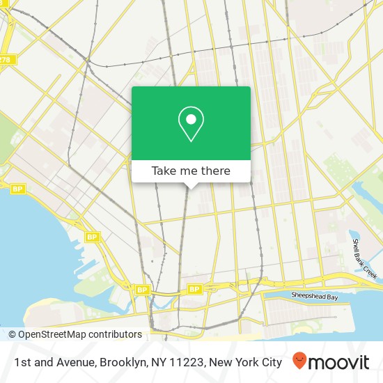 Mapa de 1st and Avenue, Brooklyn, NY 11223