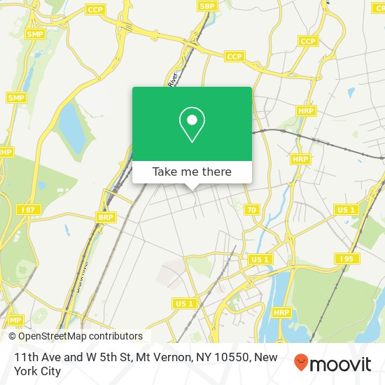 Mapa de 11th Ave and W 5th St, Mt Vernon, NY 10550