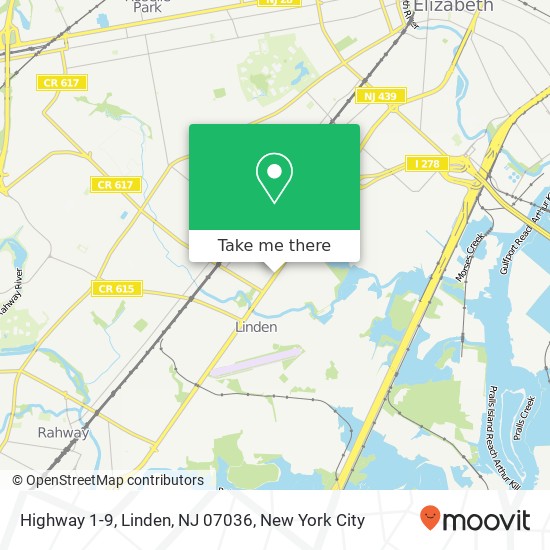 Mapa de Highway 1-9, Linden, NJ 07036